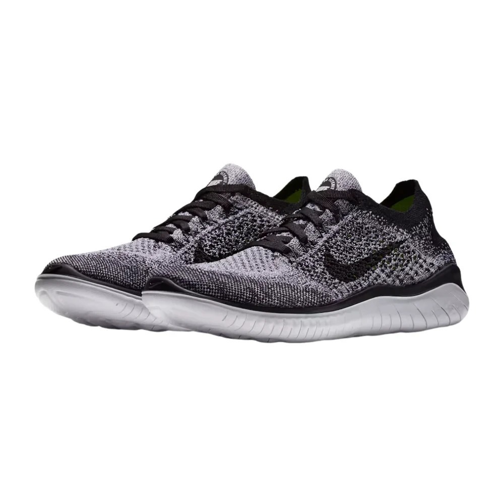 Sz 7 Nike Womens Free RN Flyknit 2018 942839 101 White/Black Oreo Running Shoe